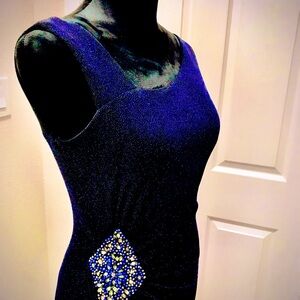 Cachet Blue Embellished One Shoulder Cocktail Dress